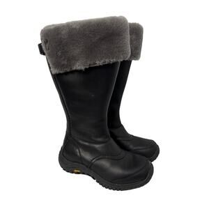 UGG Australia Miko Winter Boots Womens Size 5.5 Black Leather Shearling